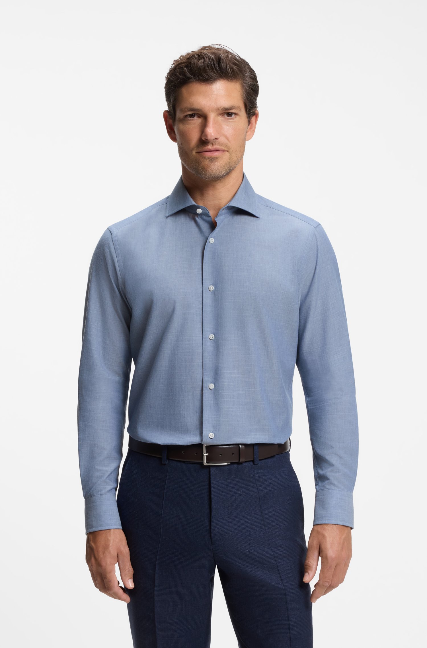 Boss Regular-fit cotton-cashmere shirt skjortor & blusar herr