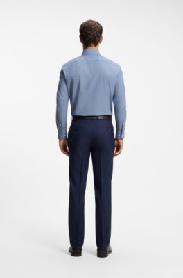 Regular-fit cotton-cashmere shirt, Blue