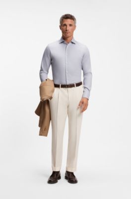 Camisa regular fit de algod&oacute;n, Celeste