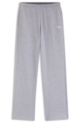 Relaxed-fit tracksuit bottoms in cotton with script logo, Light Grey