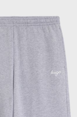 Bas de surv&ecirc;tement Relaxed en coton avec logo manuscrit, Gris chin&eacute;