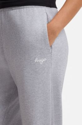 Bas de surv&ecirc;tement Relaxed en coton avec logo manuscrit, Gris chin&eacute;