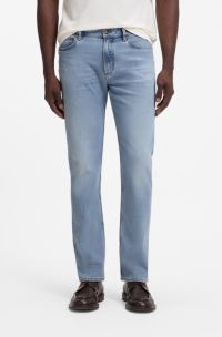 Slim-fit jeans met kasjmier, Lichtblauw