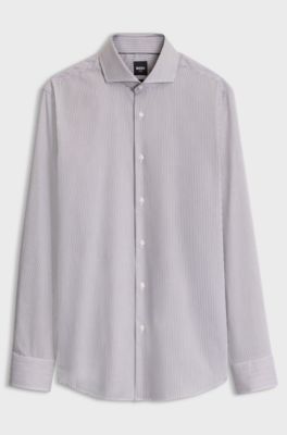 Slim-fit overhemd, Bruin met dessin