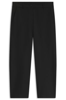 Relaxed-fit barrel-leg trousers in stretch twill, Black