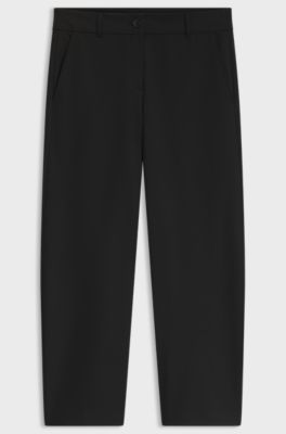 Relaxed-fit barrel-leg trousers in stretch twill, Black