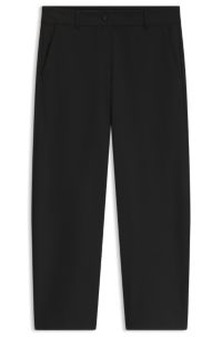 Relaxed-fit barrel-leg trousers in stretch twill, Black
