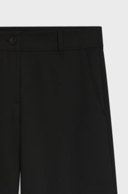 Relaxed-fit barrel-leg trousers in stretch twill, Black