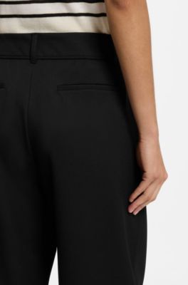 Relaxed-fit barrel-leg trousers in stretch twill, Black
