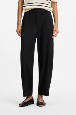 Relaxed-fit barrel-leg trousers in stretch twill, Black