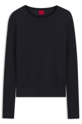 Versatile virgin wool crew-neck sweater, Dark Blue