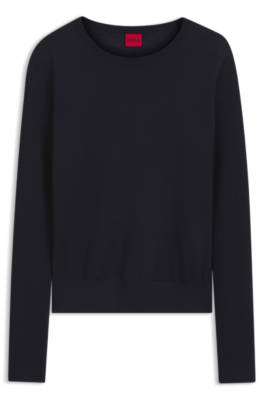 Hugo Crew-neck sweater in extra-fine merino wool stickade tröjor dam – bild 4