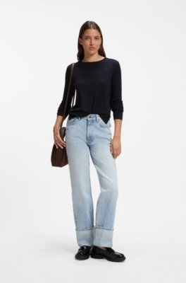 Hugo Crew-neck sweater in extra-fine merino wool stickade tröjor dam – bild 2