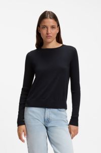 Trui met ronde hals van extra fijne merinowol, Donkerblauw