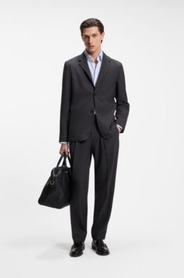 Relaxed-fit suit jacket in comfort-stretch fabric, Dark Grey