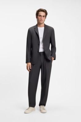 Relaxed-fit suit jacket in comfort-stretch fabric, Dark Grey