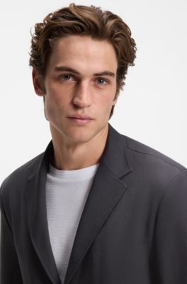 Relaxed-fit suit jacket in comfort-stretch fabric, Dark Grey