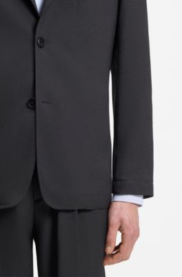 Relaxed-fit suit jacket in comfort-stretch fabric, Dark Grey