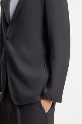 Relaxed-fit suit jacket in comfort-stretch fabric, Dark Grey