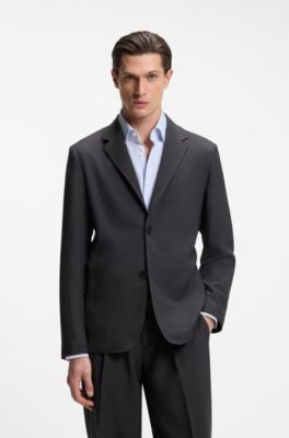 Giacca da completo relaxed fit in tessuto comfort stretch, Grigio scuro