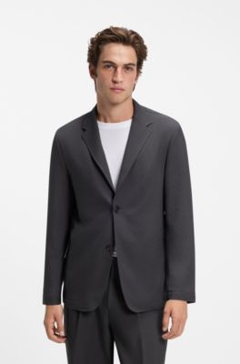 Relaxed-fit suit jacket in comfort-stretch fabric, Dark Grey