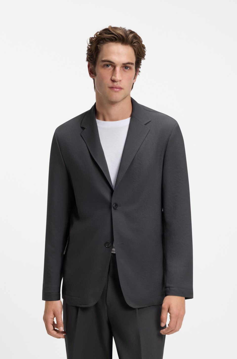 Relaxed-fit suit jacket in comfort-stretch fabric