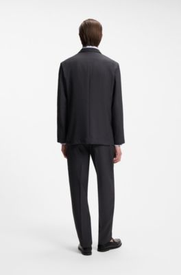 Relaxed-fit suit jacket in comfort-stretch fabric, Dark Grey