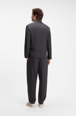 Relaxed-fit suit jacket in comfort-stretch fabric, Dark Grey