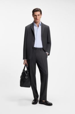 Relaxed-fit trousers in comfort-stretch fabric, Dark Grey