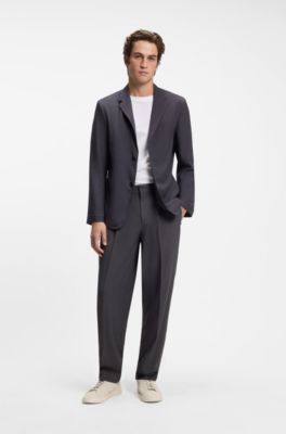 Relaxed-fit trousers in comfort-stretch fabric, Dark Grey