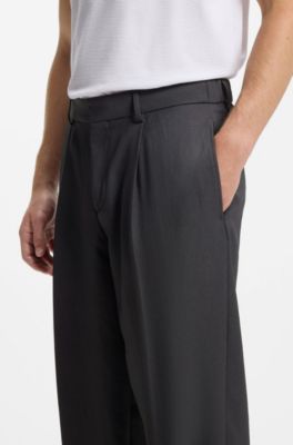 Relaxed-fit trousers in comfort-stretch fabric, Dark Grey