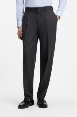 Relaxed-fit trousers in comfort-stretch fabric, Dark Grey