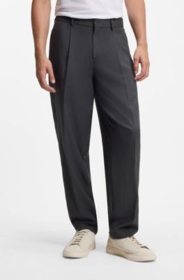 Relaxed-fit trousers in comfort-stretch fabric, Dark Grey