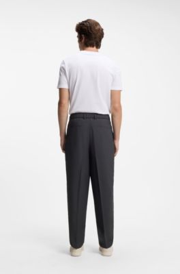 Relaxed-fit trousers in comfort-stretch fabric, Dark Grey