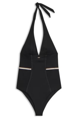 Halterneck swimsuit, Black