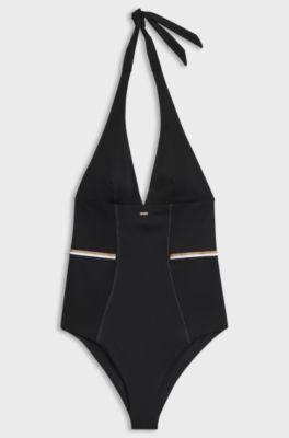 Halterneck swimsuit, Black