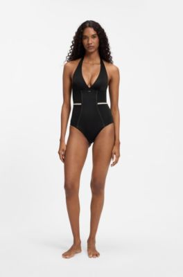 Halterneck swimsuit, Black