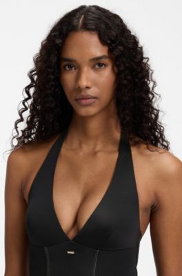Halterneck swimsuit, Black
