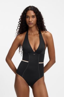 Halterneck swimsuit, Black