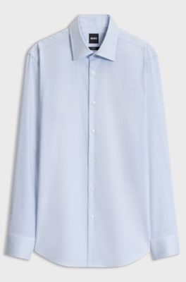 Slim-fit stretch-cotton shirt, Blue