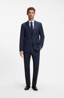 Slim-fit stretch-cotton shirt, Blue