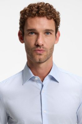Slim-fit stretch-cotton shirt, Blue
