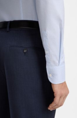 Slim-fit stretch-cotton shirt, Blue