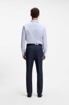 Slim-fit stretch-cotton shirt, Blue