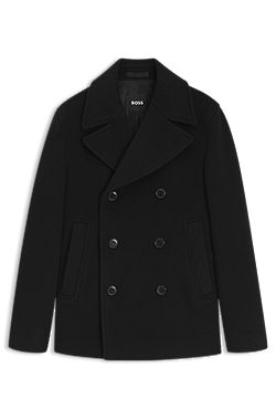 Slim-fit double-breasted coat in a wool blend