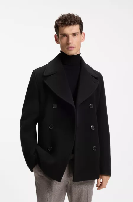 Manteau croisé Slim en laine mélangée