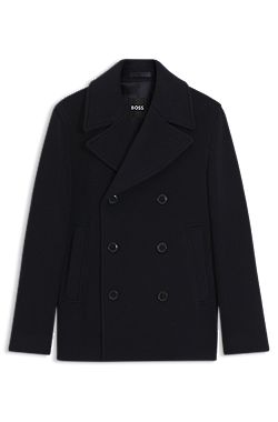Zweireihiger Slim-Fit Kurzmantel aus Woll-Mix