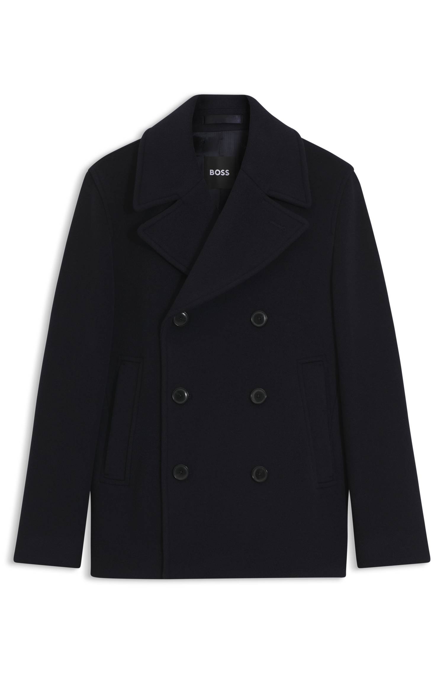 Boss Slim-fit double-breasted short coat in a wool blend kappor & rockar herr – bild 4
