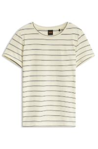 Regular-fit T-shirt van gestreepte katoen, Naturel