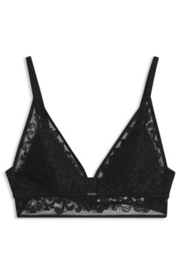 Lace triangle bra, Black